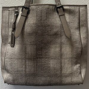 Burberry Gray Textured Tote Bag